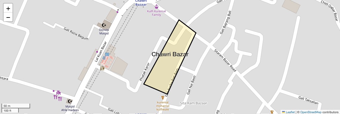 Location Map of Chawri Bazar, Delhi