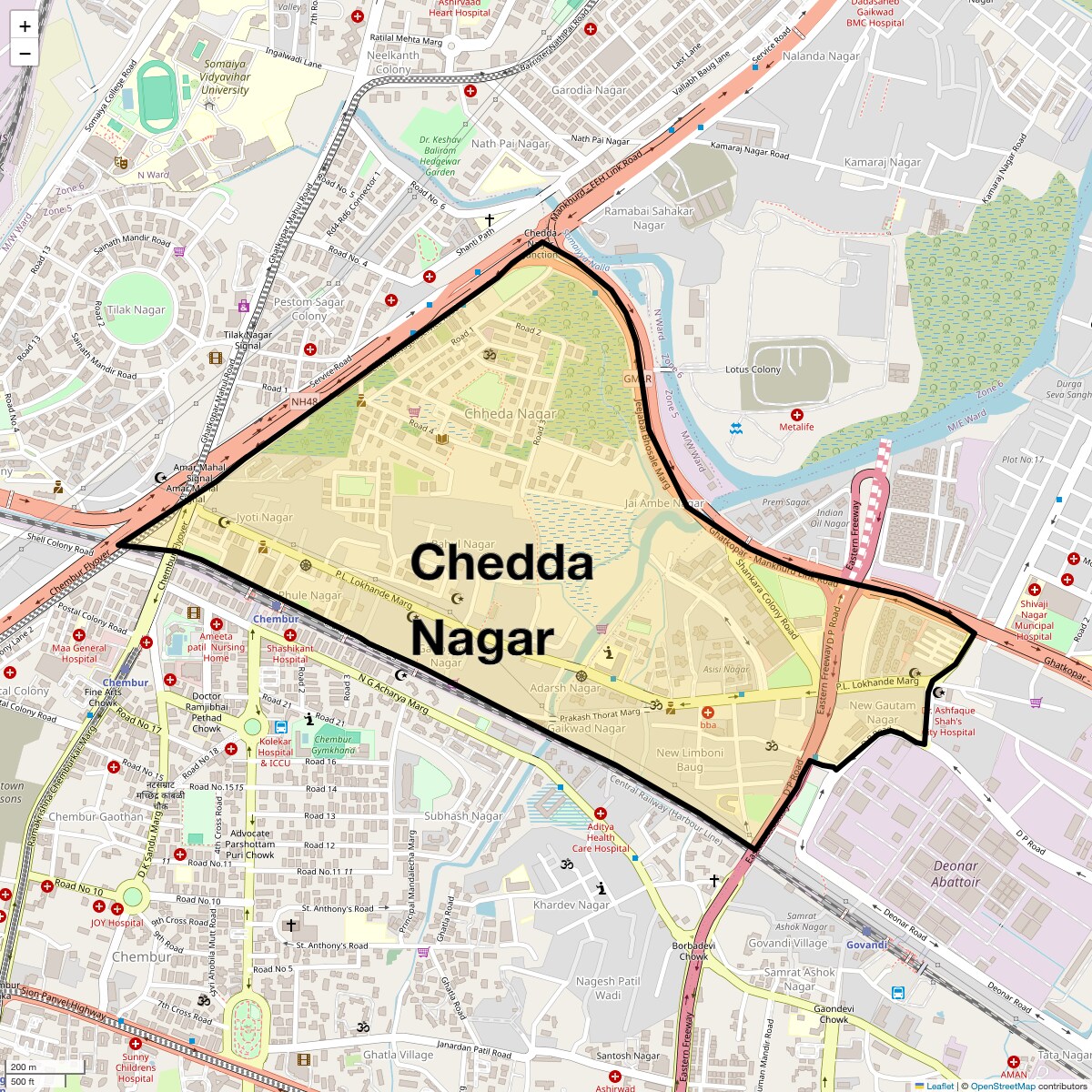 Location Map of Chedda Nagar, Mumbai