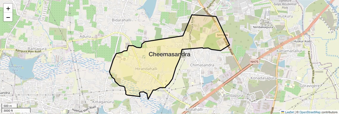 Location Map of Cheemasandra, Bangalore
