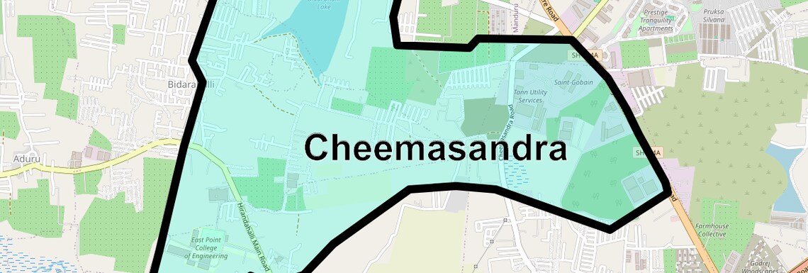 Location Map of Cheemasandra, Bangalore