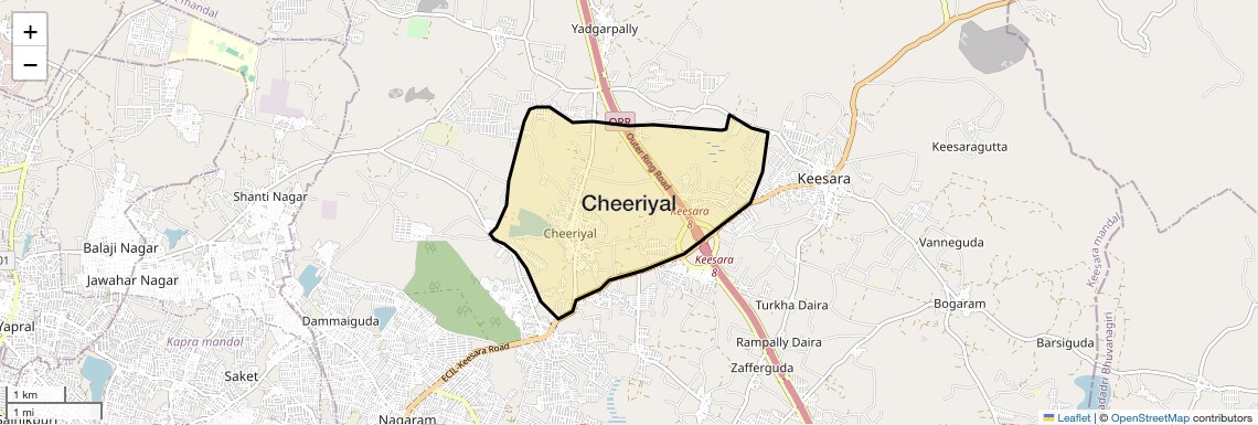 Location Map of Cheeriyal, Hyderabad