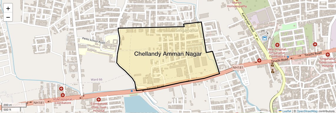 Location Map of Chellandy Amman Nagar, Coimbatore