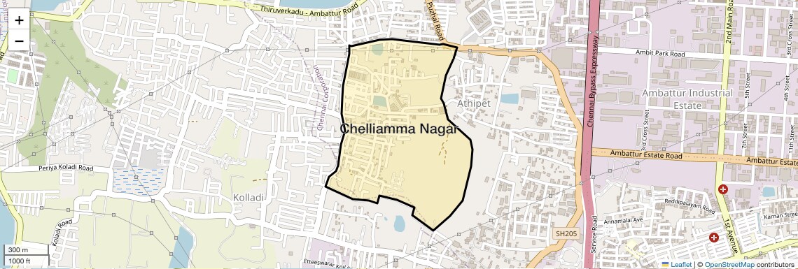 Location Map of Chelliamma Nagar, Chennai