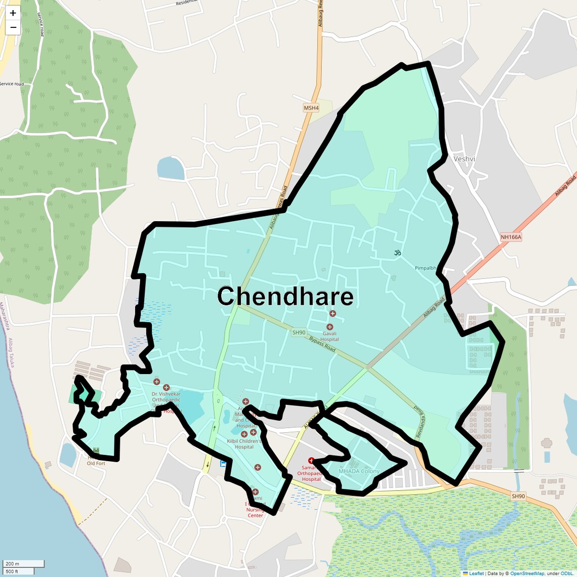 Location Map of Chendhare, Navi Mumbai
