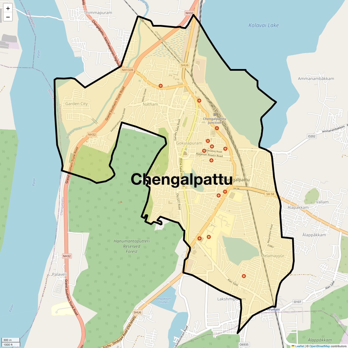 Location Map of Chengalpattu, Chennai