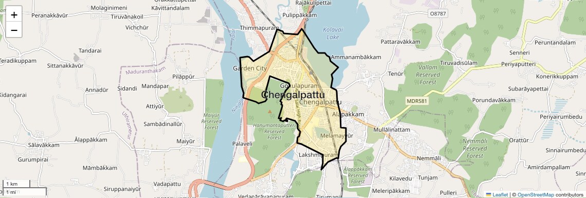 Location Map of Chengalpattu, Chennai