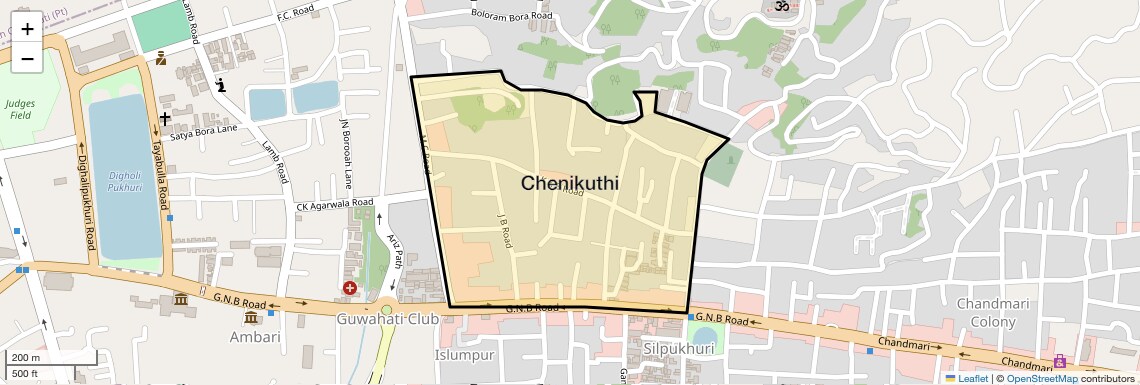 Location Map of Chenikuthi, Guwahati
