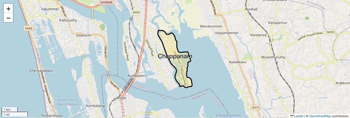 Location Map of Cheppanam, Kochi