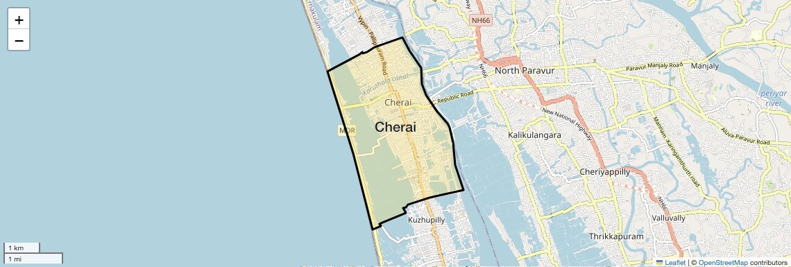 Location Map of Cherai, Kochi
