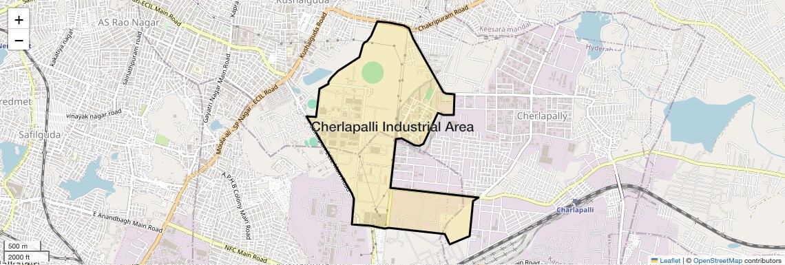 Location Map of Cherlapalli Industrial Area, Hyderabad