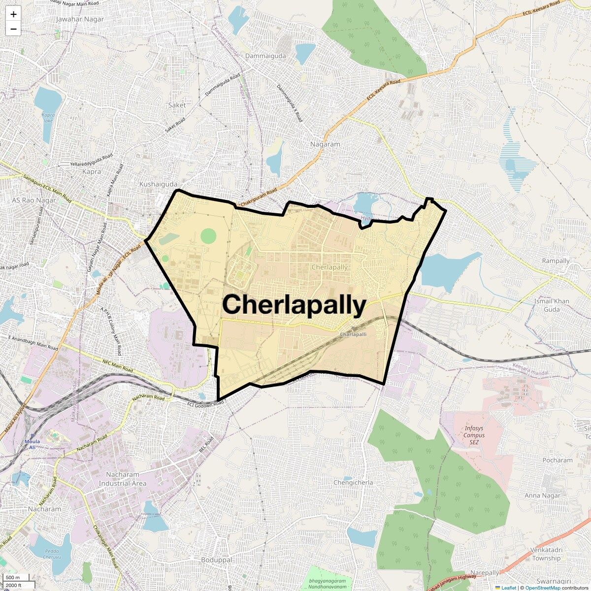 Location Map of Cherlapally, Hyderabad