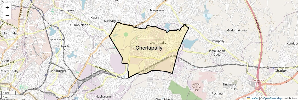 Location Map of Cherlapally, Hyderabad