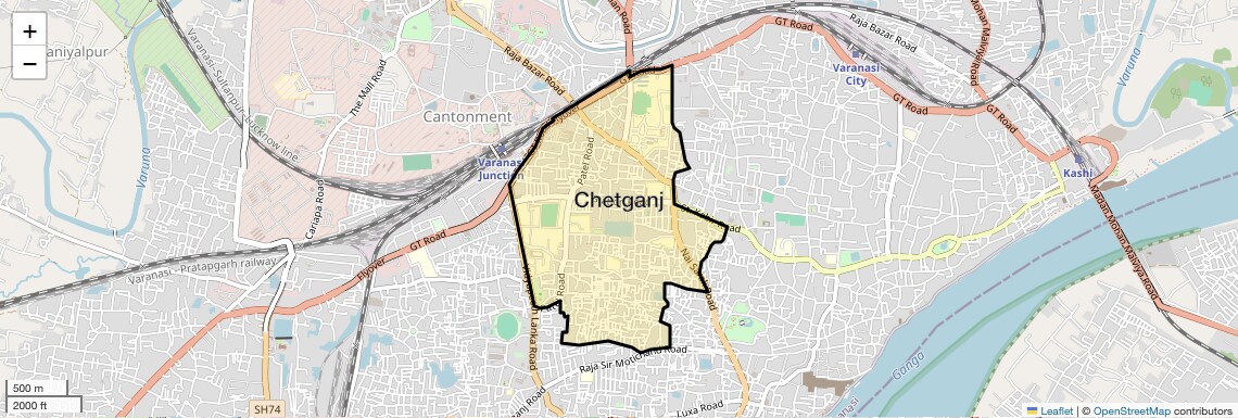 Location Map of Chetganj, Varanasi