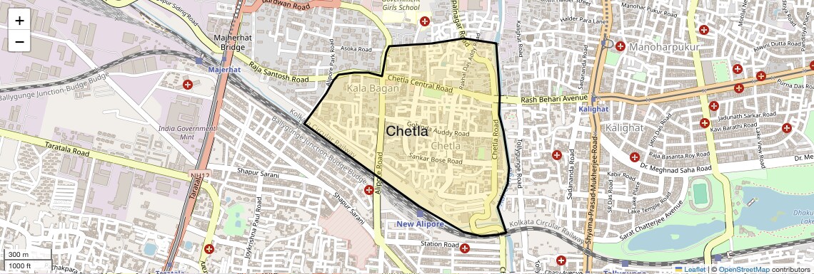 Location Map of Chetla, Kolkata