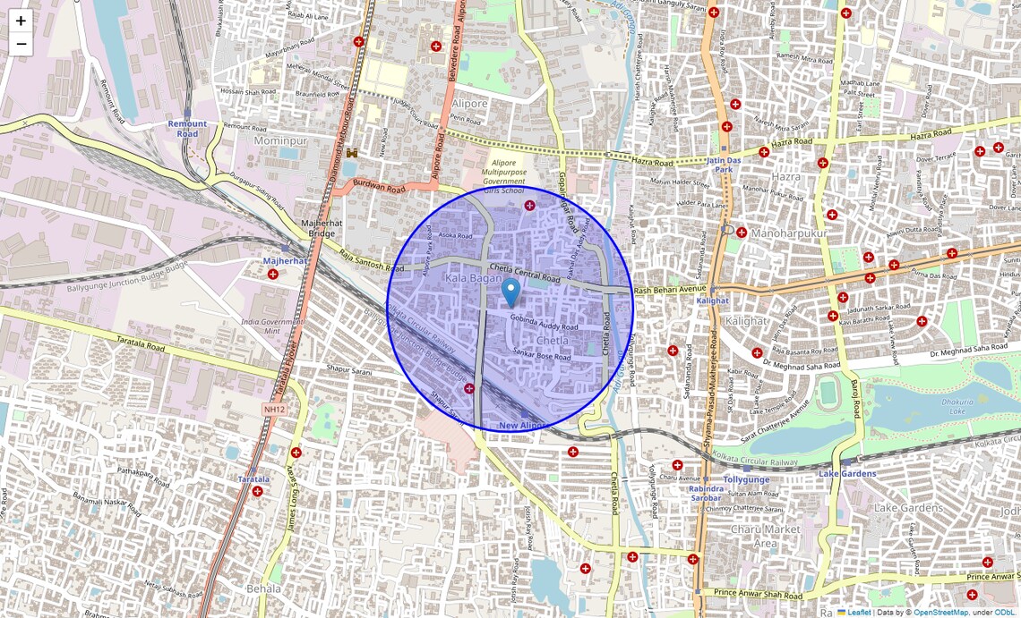 Location Map of Chetla, Kolkata