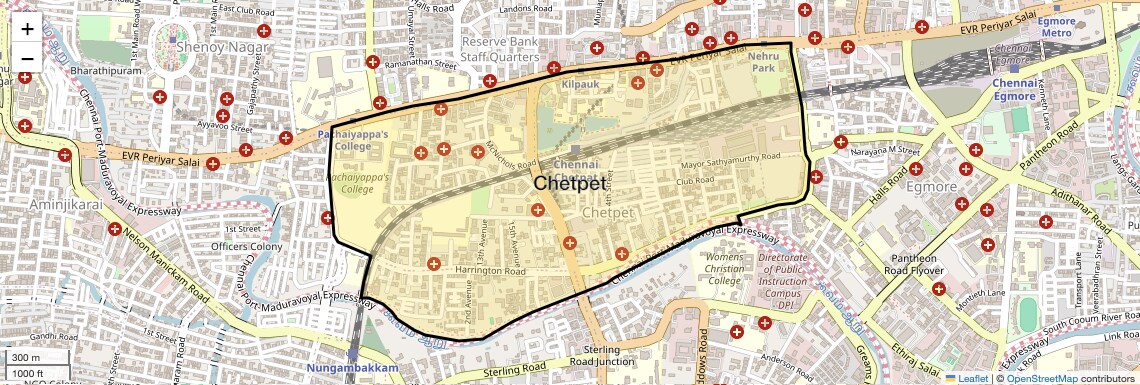 Location Map of Chetpet, Chennai
