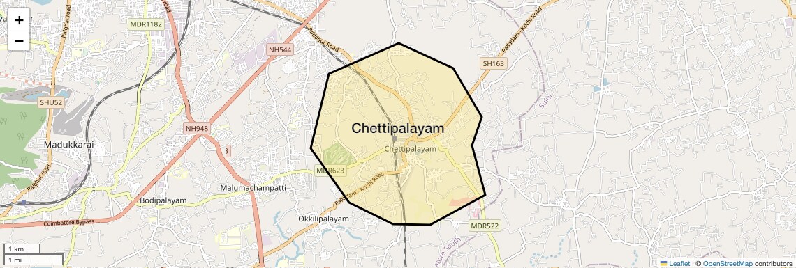 Location Map of Chettipalayam, Coimbatore