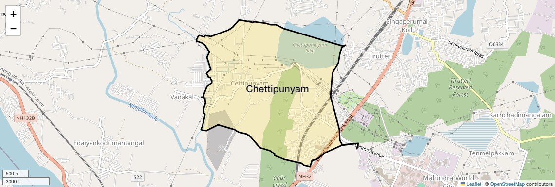 Location Map of Chettipunyam, Chennai