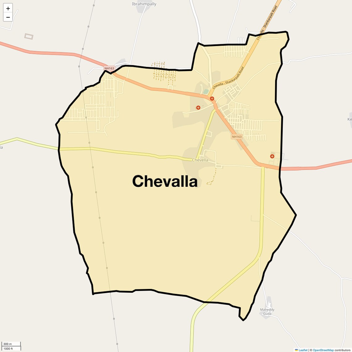 Location Map of Chevalla, Hyderabad