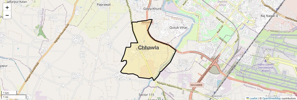 Location Map of Chhawla, Delhi