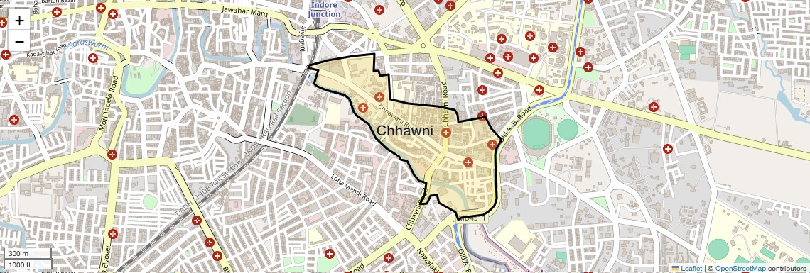 Location Map of Chhawni, Indore