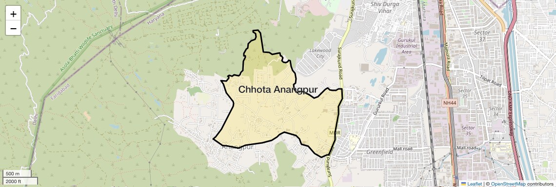 Location Map of Chhota Anangpur, Faridabad