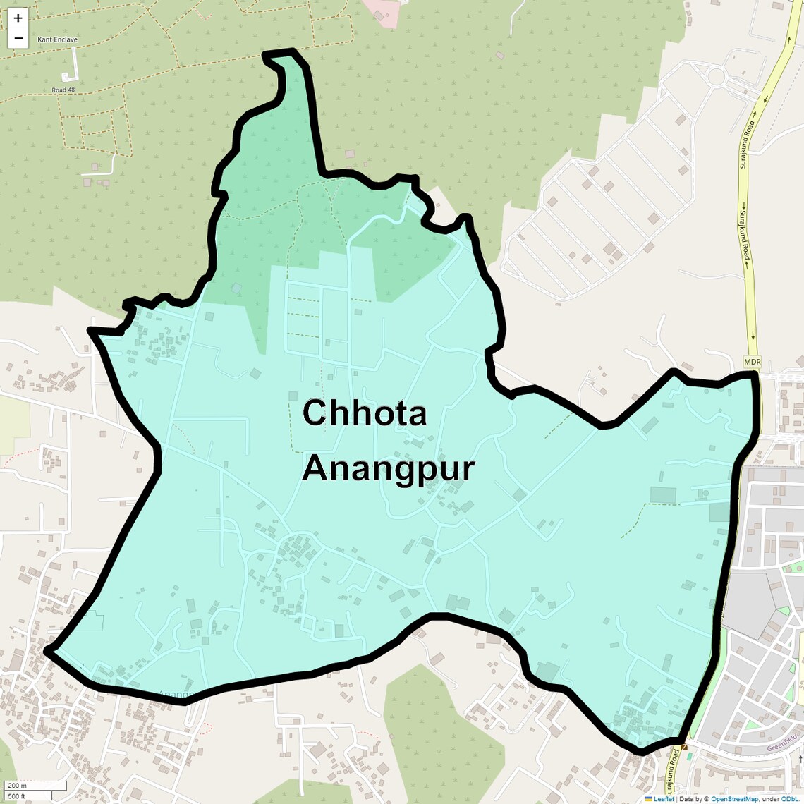 Location Map of Chhota Anangpur, Faridabad