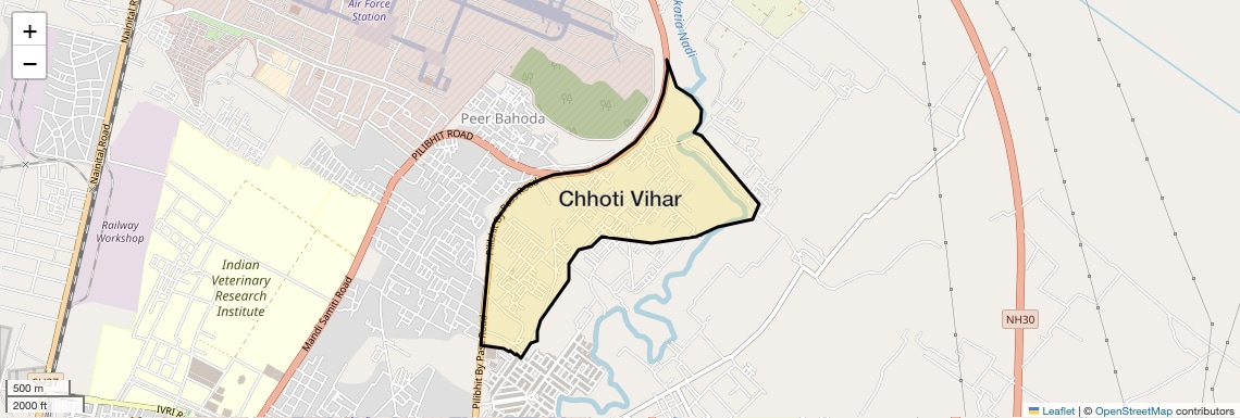 Location Map of Chhoti Vihar, Bareilly