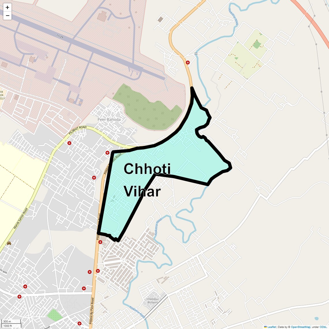 Location Map of Chhoti Vihar, Bareilly
