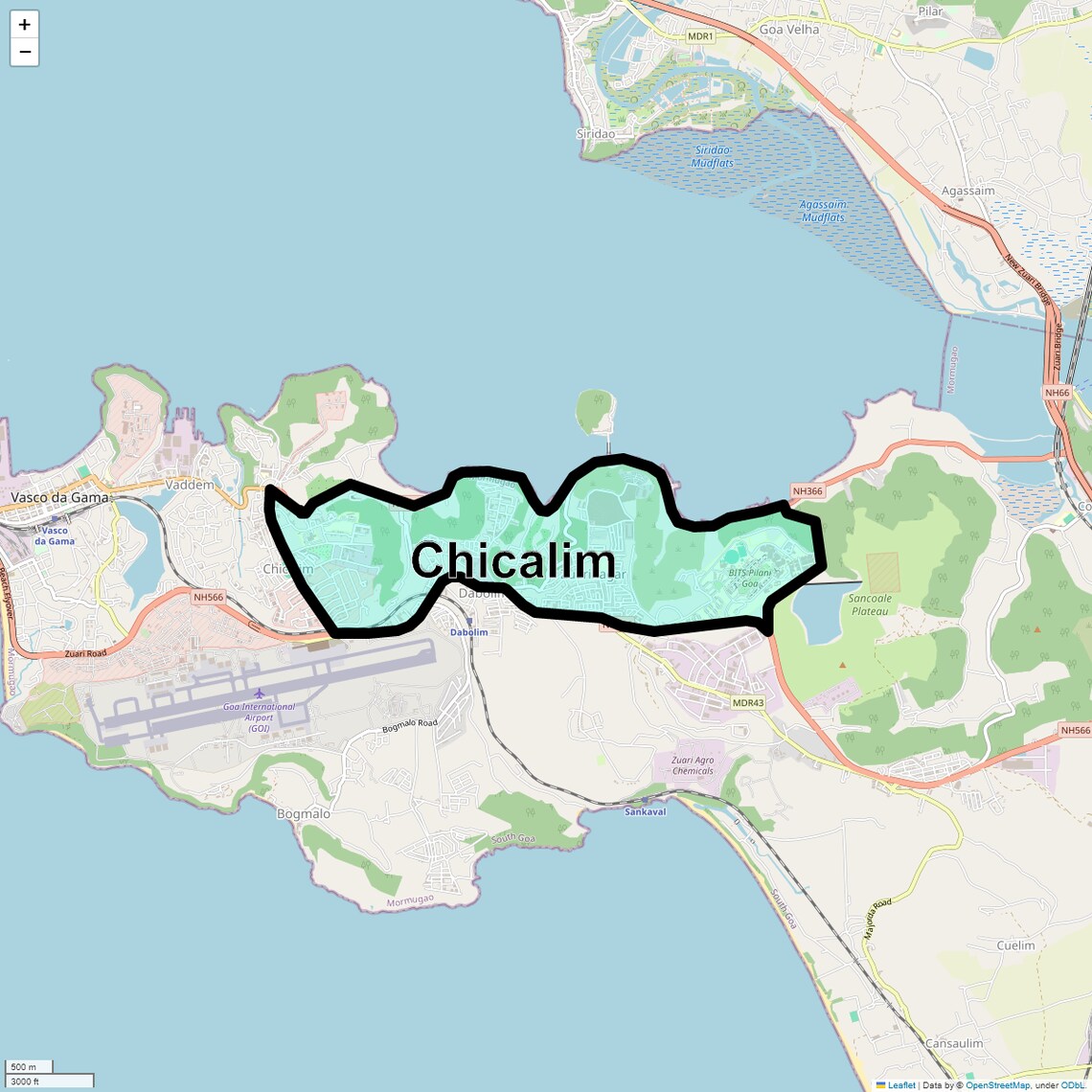 Location Map of Chicalim, Goa