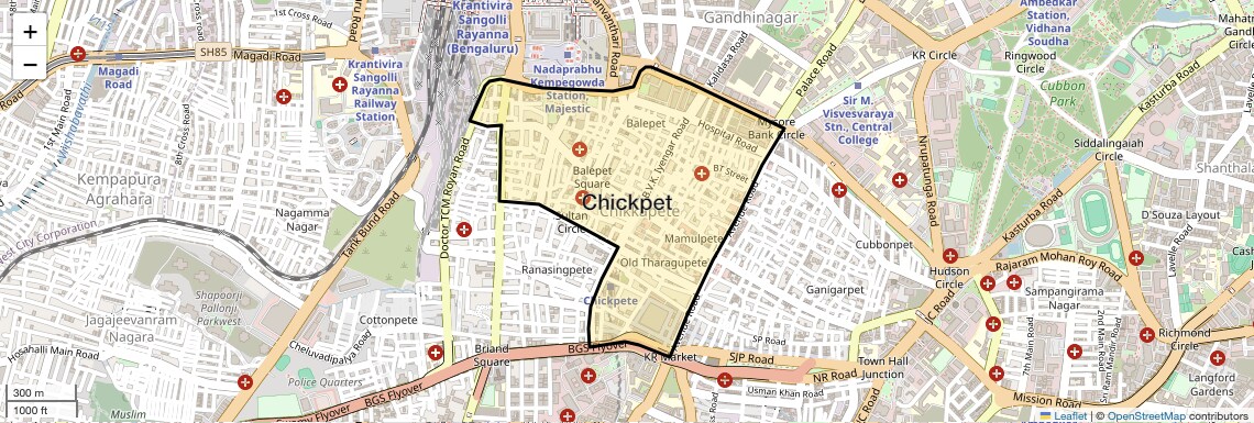 Location Map of Chickpet, Bangalore