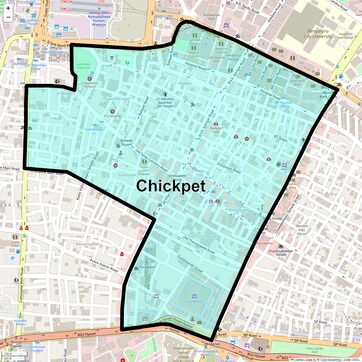 Location Map of Chickpet, Bangalore