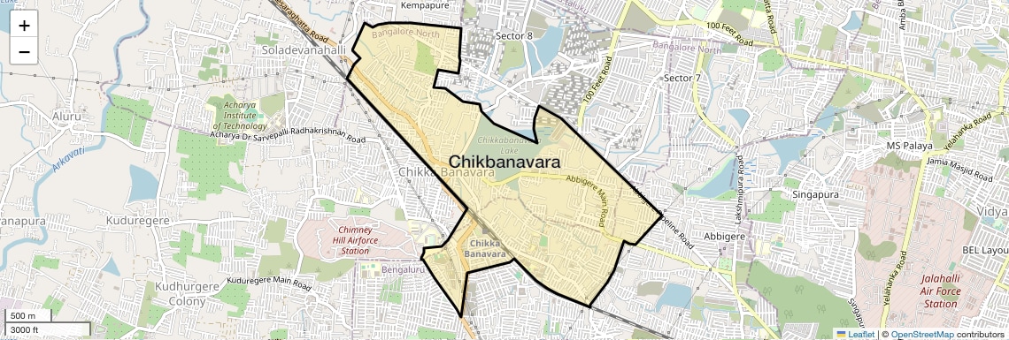 Location Map of Chikbanavara, Bangalore