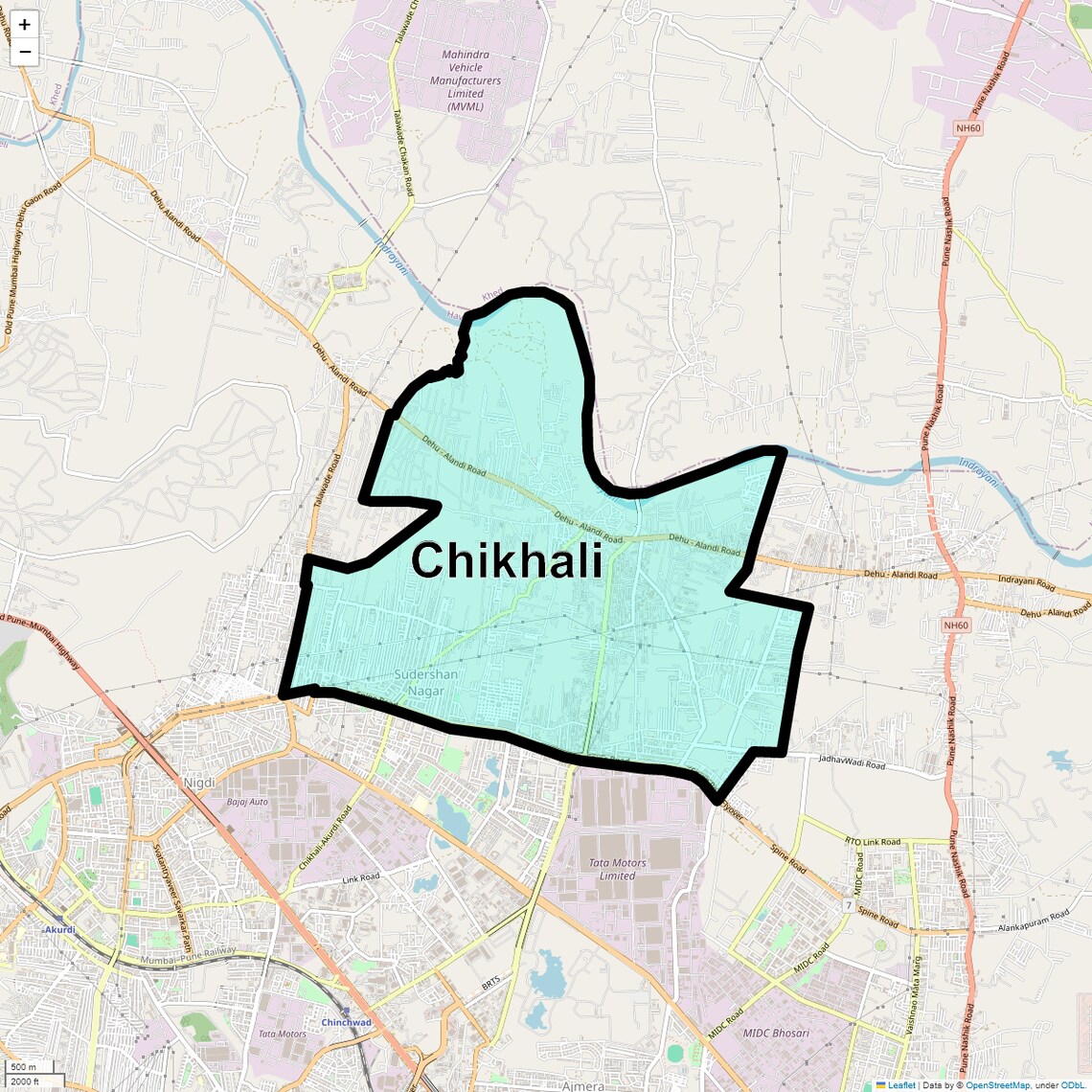 Location Map of Chikhali, Pune