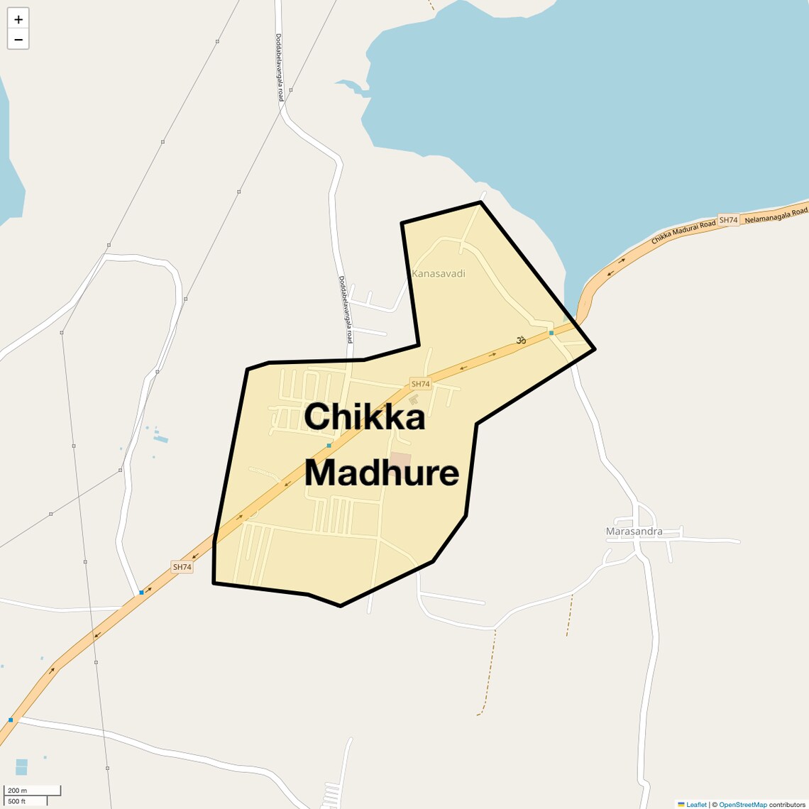 Location Map of Chikka Madhure, Bangalore