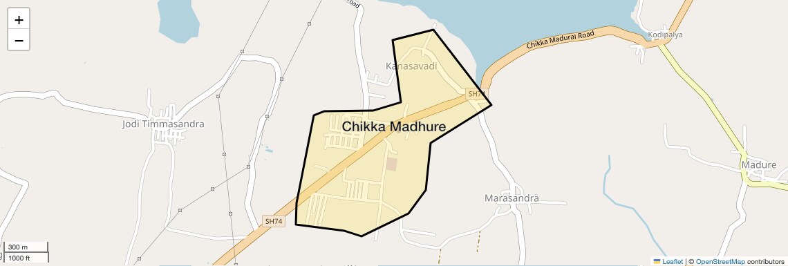 Location Map of Chikka Madhure, Bangalore
