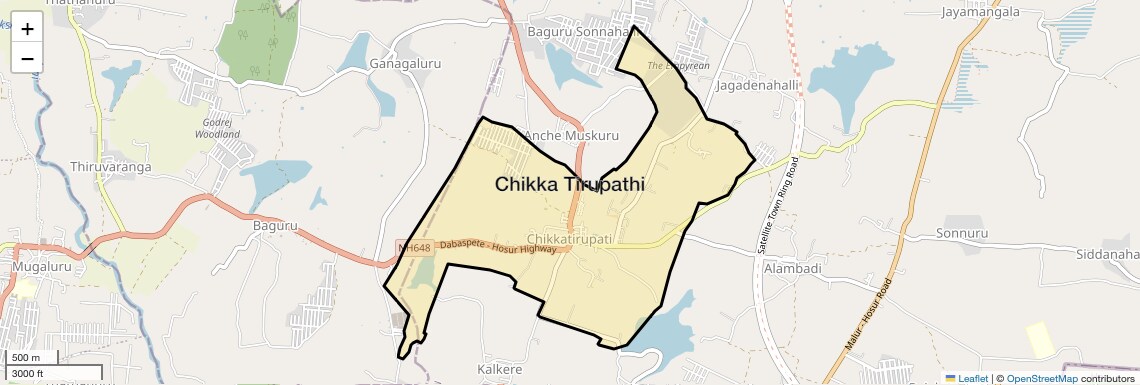 Location Map of Chikka Tirupathi, Bangalore