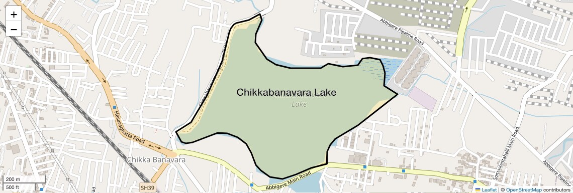Location Map of Chikkabanavara Lake, Bangalore
