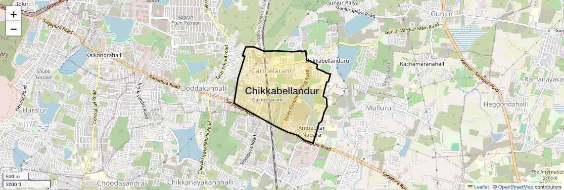 Location Map of Chikkabellandur, Bangalore