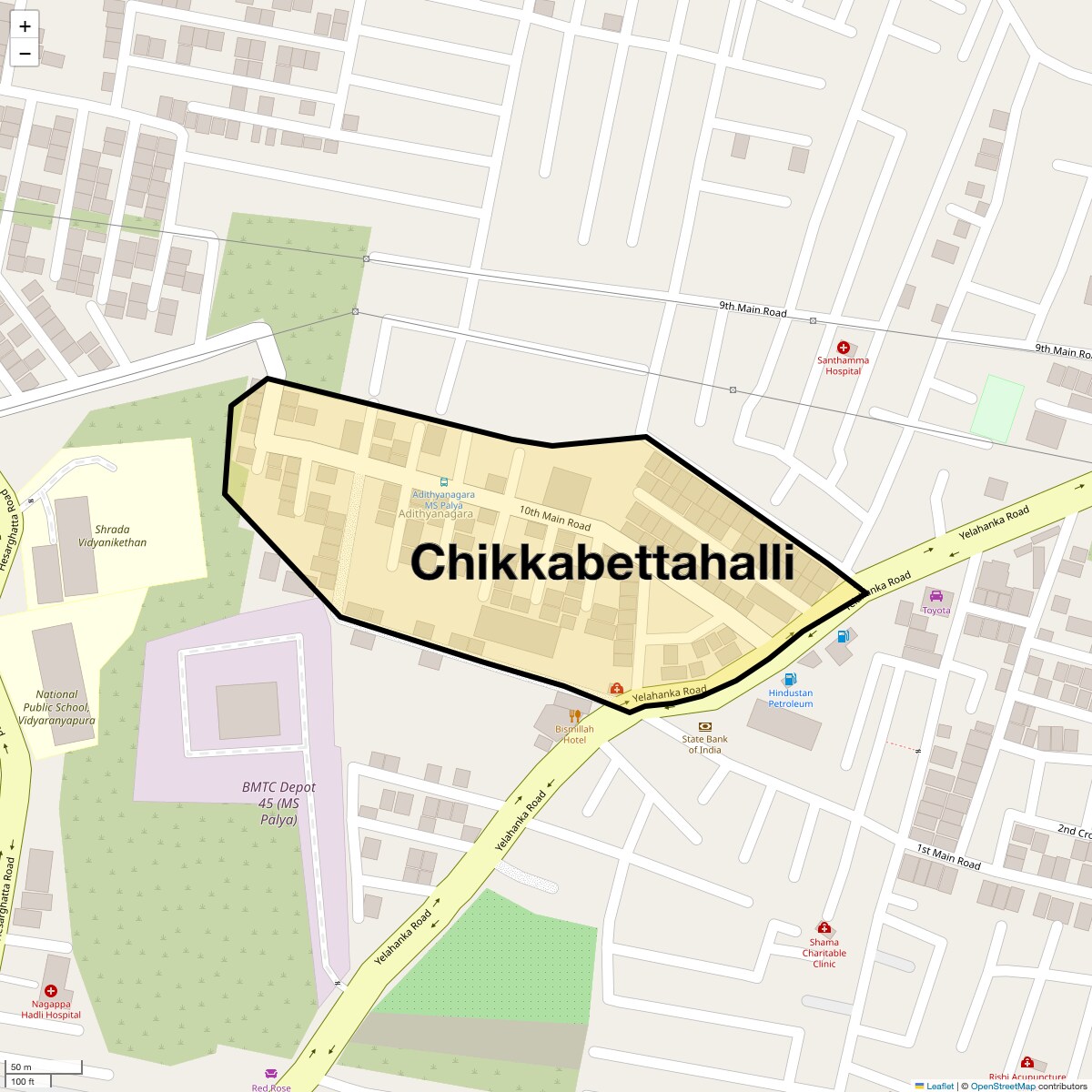 Location Map of Chikkabettahalli, Bangalore