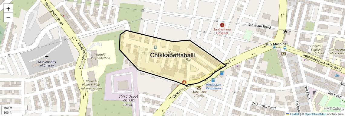 Location Map of Chikkabettahalli, Bangalore