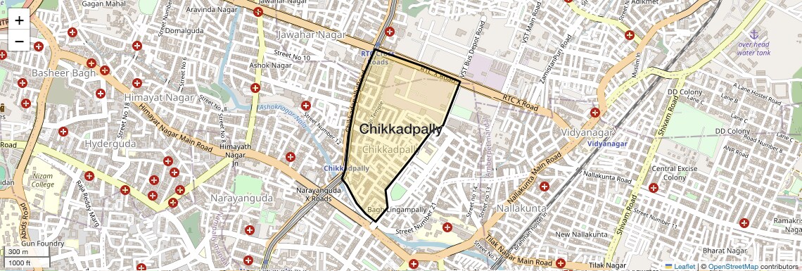 Location Map of Chikkadpally, Hyderabad