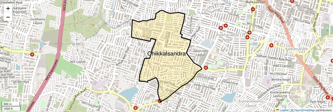 Location Map of Chikkalsandra, Bangalore
