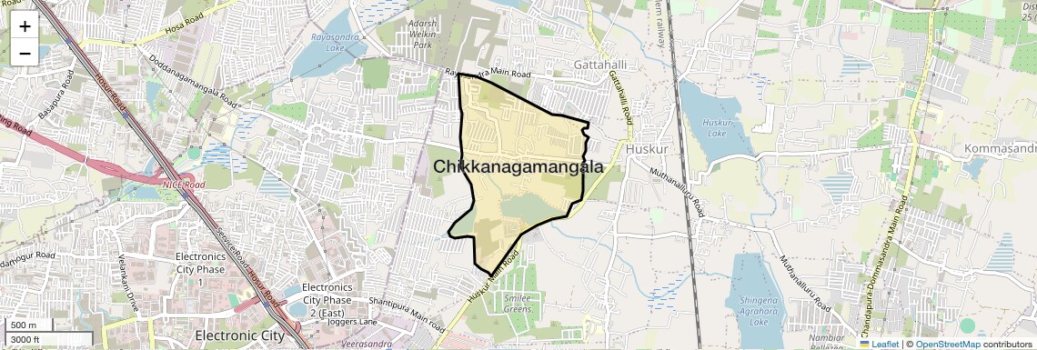 Location Map of Chikkanagamangala, Bangalore