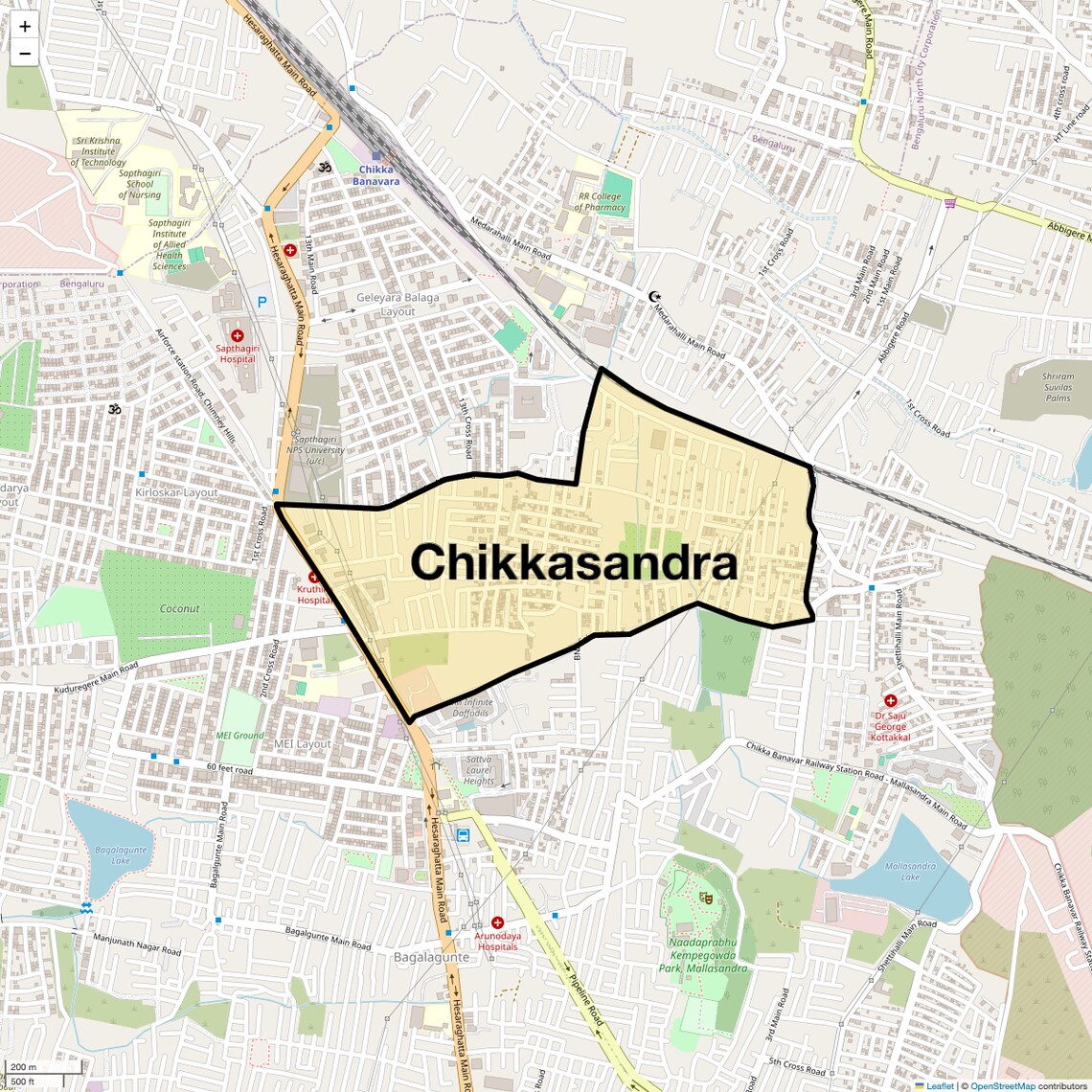Location Map of Chikkasandra, Bangalore