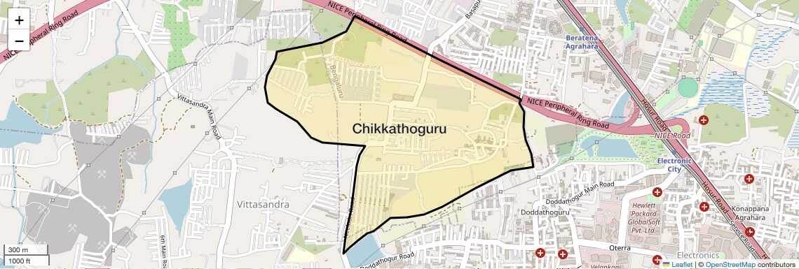 Location Map of Chikkathoguru, Bangalore