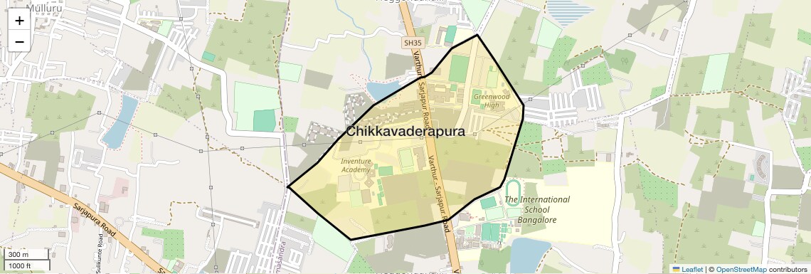 Location Map of Chikkavaderapura, Bangalore