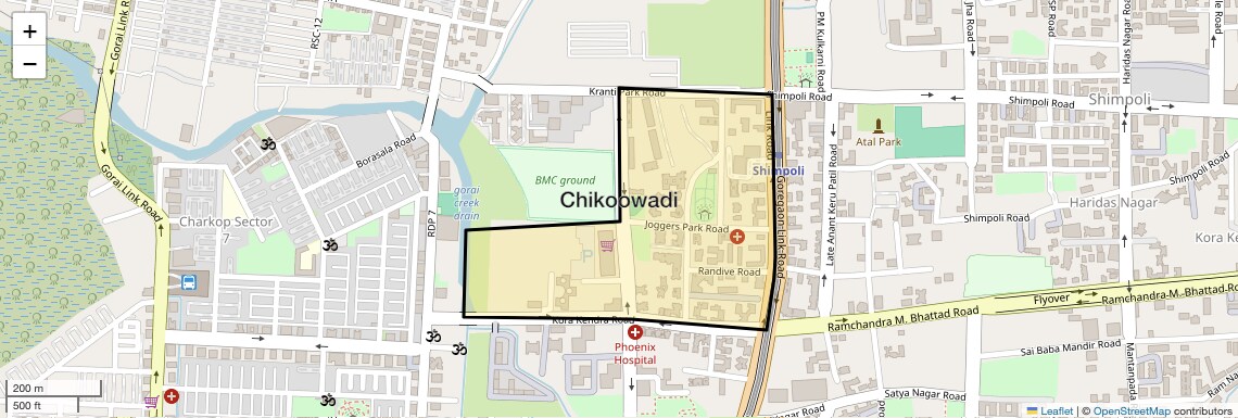Location Map of Chikoowadi, Mumbai