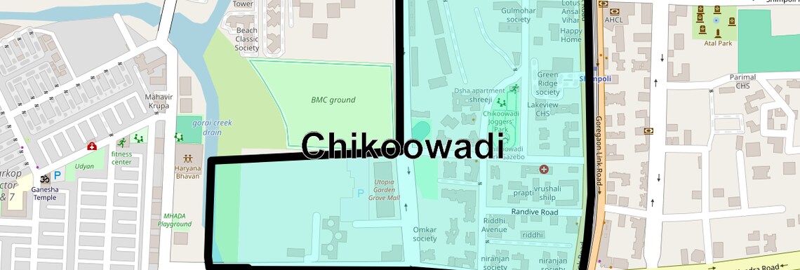 Location Map of Chikoowadi, Mumbai