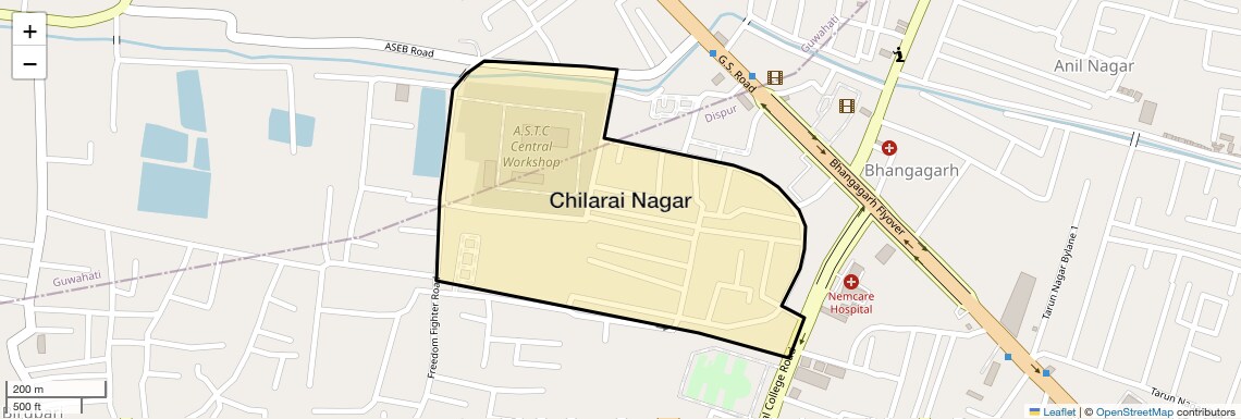 Location Map of Chilarai Nagar, Guwahati